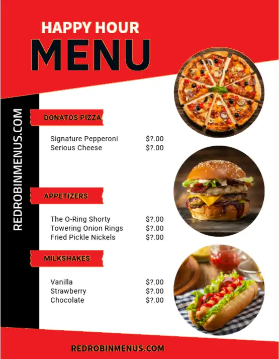 Red Robin Happy Hour Menu